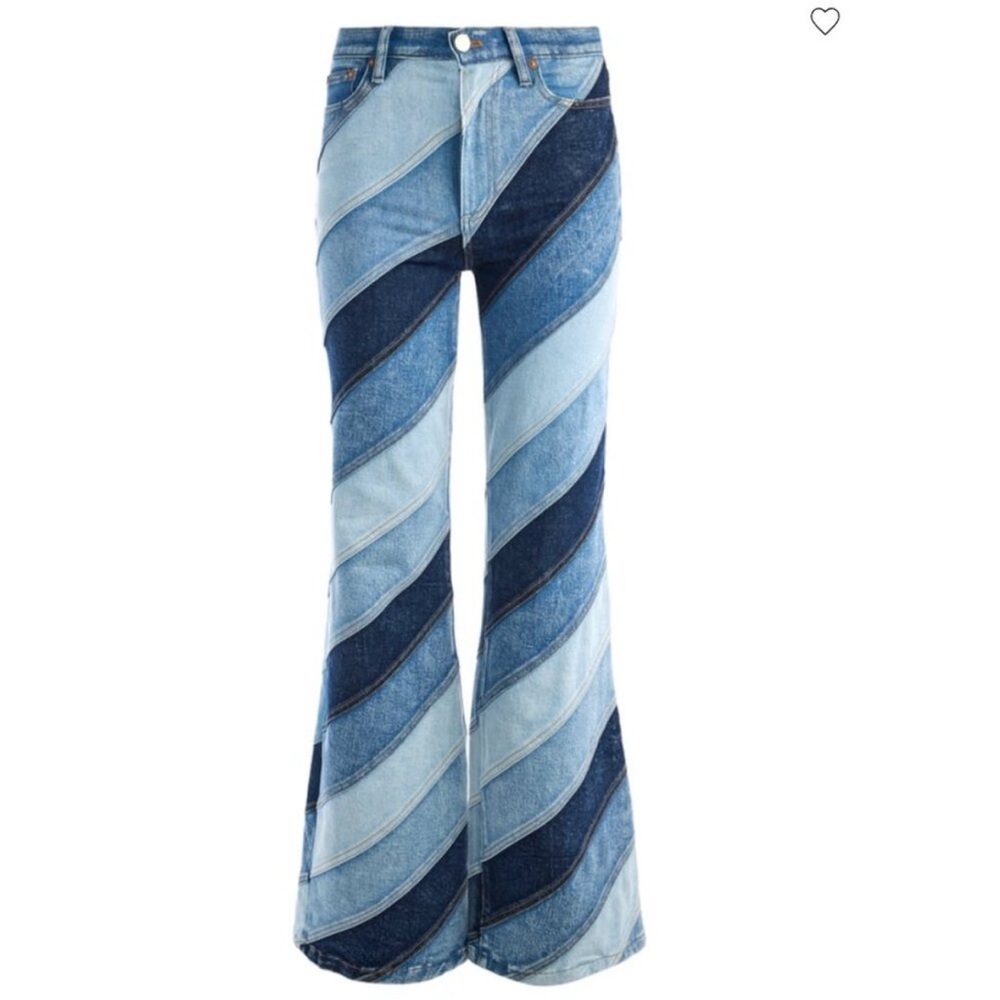 Alice + Olivia Diagonal Stripe Flare Jeans